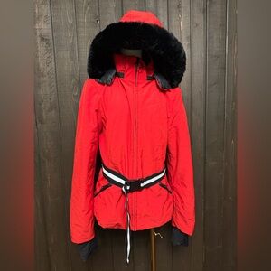 GSOU Women's Red/Black Belted Ski Snow Snowboard Jacket Insulated Sz XL EUC